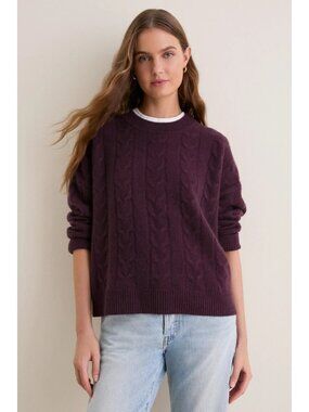 Tuckernuck Cashmere Cable Knit Fabric Sweater Merlot Size XXL NWT